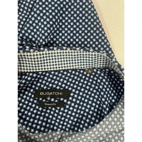 Bugatchi Shirt Medium Mens Shaped Fit Blue Long Sleeve Button Up - Picture 3 of 6
